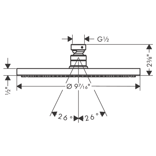 Hansgrohe Raindance S 240 1jet PowderRain Overhead Shower - Chrome - 27624001