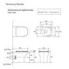 Kohler ModernLife Wall Faced Toilet with Slim Seat - Back Entry / P Trap - 78463A-0
