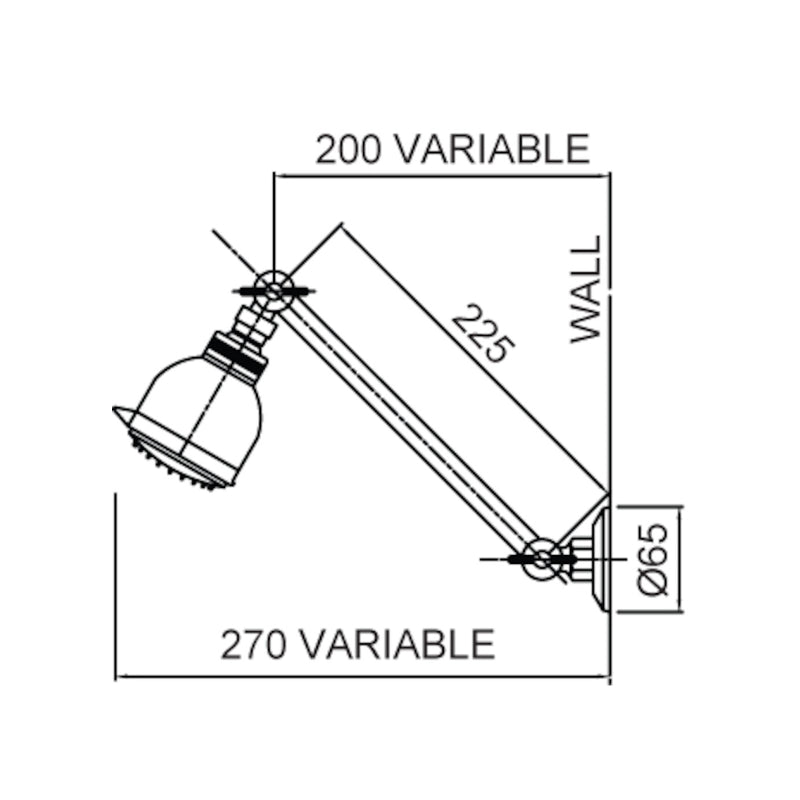 Flexispray Bermuda Hi Rise Shower 3 Function - Chrome - Specification