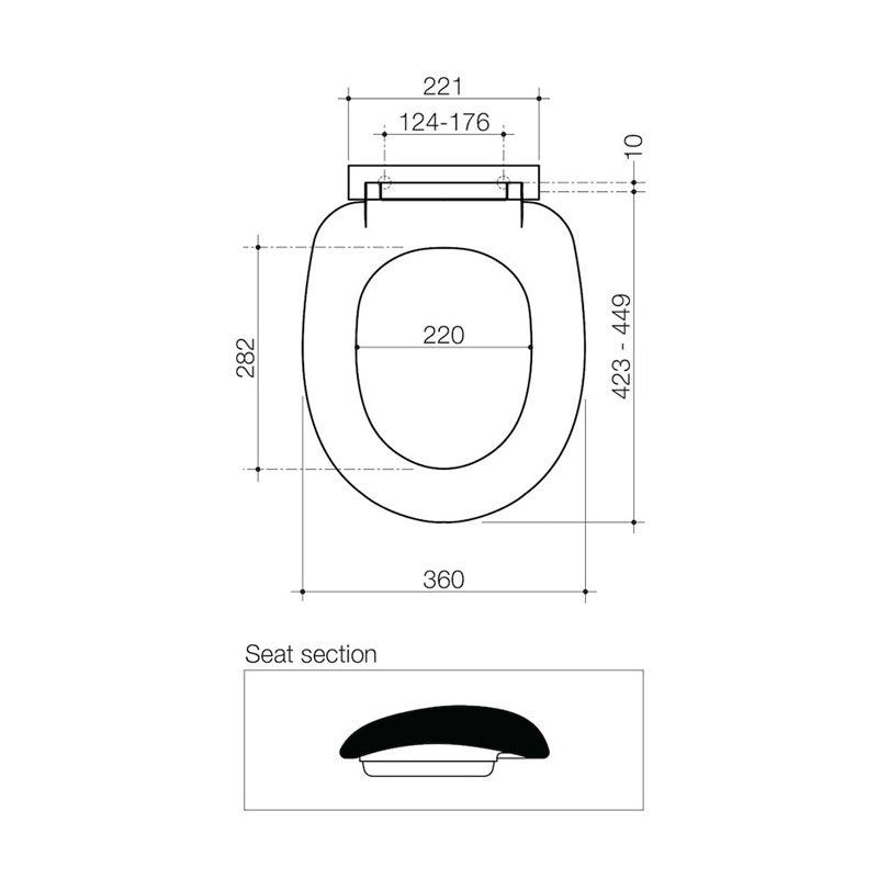 Caroma Profile Soft Close Seat Plastic Hinge - Specification