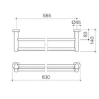 Caroma Cosmo Metal Double Towel Rail 630mm