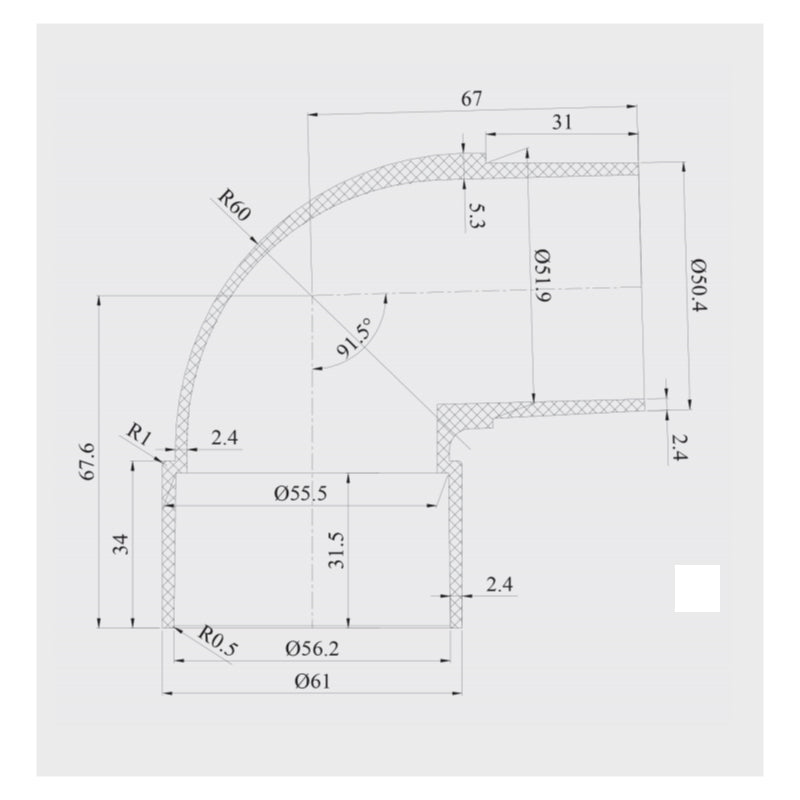 Bounty Brassware Elbow 88 M/F Bend 50 Inpipe - Specification