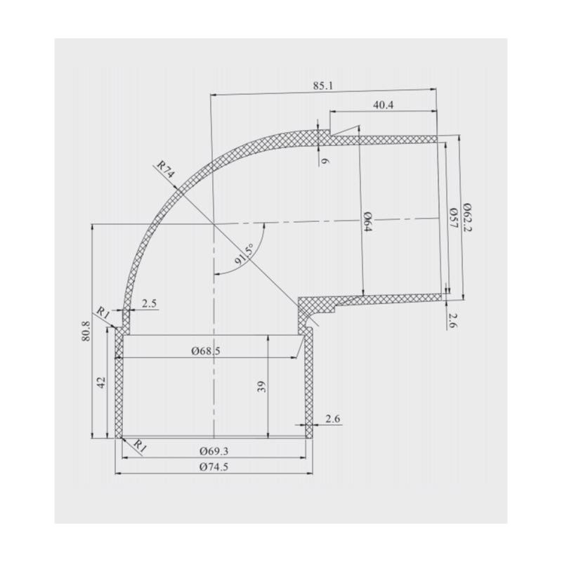 Bounty Brassware Elbow 88 M/F Bend 65 Inpipe - Specification