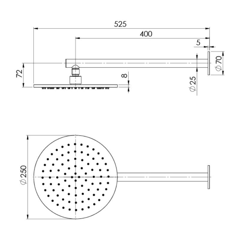 Phoenix Vivid Slimline SS 316 Shower Arm and Rose - Specification