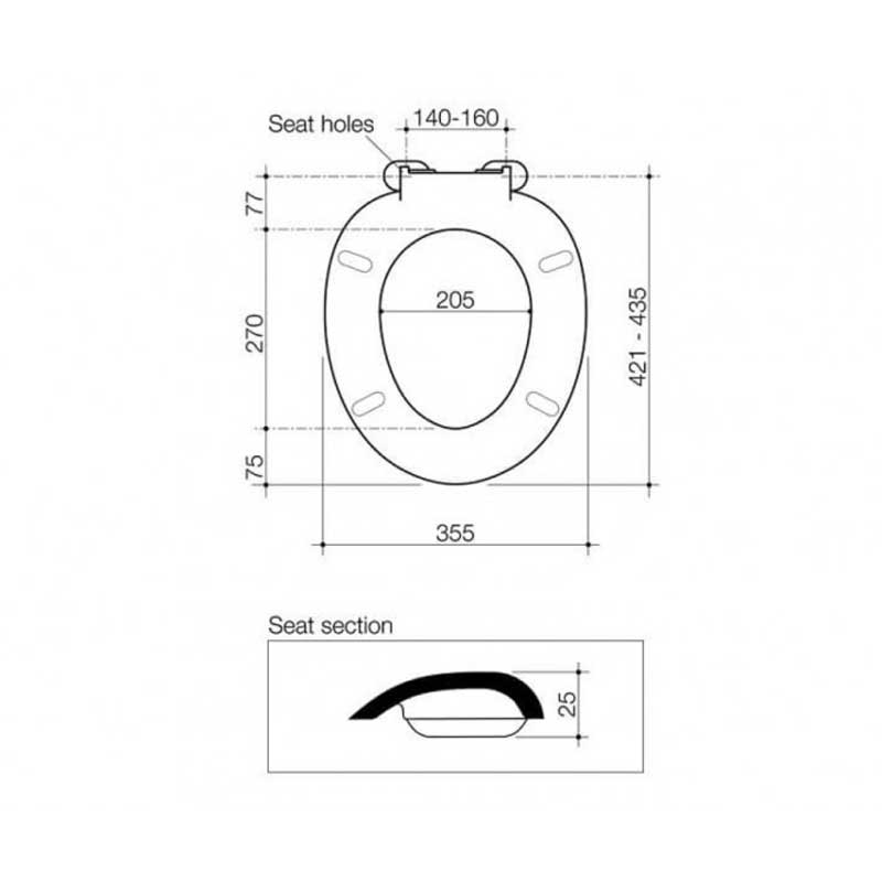 Caroma Pedigree II Soft Close Toilet Seat Specification
