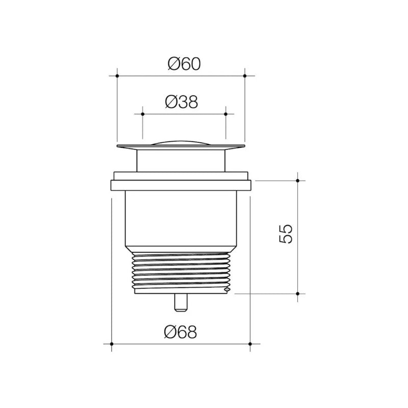 Caroma Urbane II Bath Pop-Up Plug and Waste - Chrome - Specification