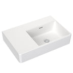 CLARK Square Wall Basin Left Hand Shelf 600mm - 1 Tap Hole - Gloss White - CL40009.W1LH