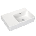 CLARK Square Wall Basin Left Hand Shelf 600mm - No Tap Hole - Gloss White - CL40009.W0LH