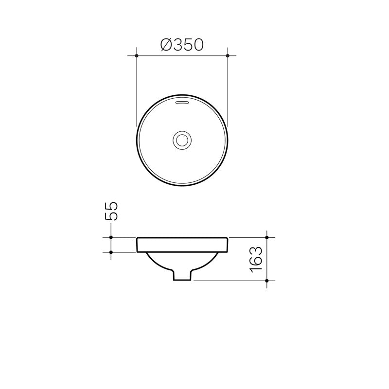 Clark Round Inset Basin 350mm Specifictaion