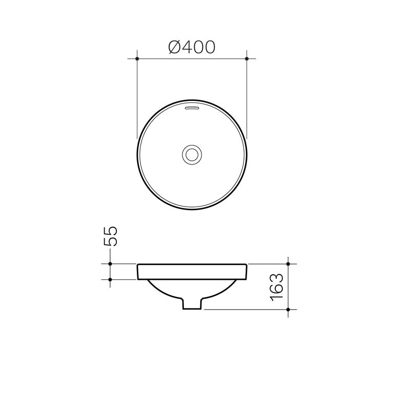 Clark Round Inset Basin 400mm Specification
