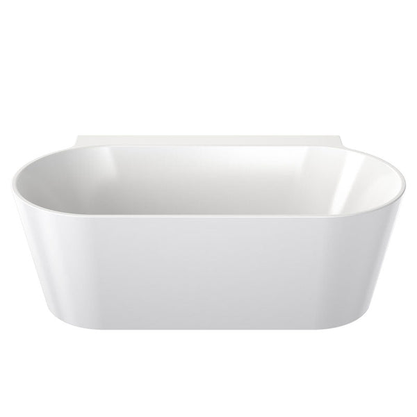 Clark 1400mm Acrylic Round Back To Wall Freestanding Bath No Overflow - Gloss White