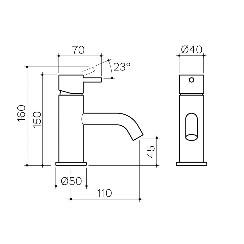 Round Pin Basin Mixer Specification