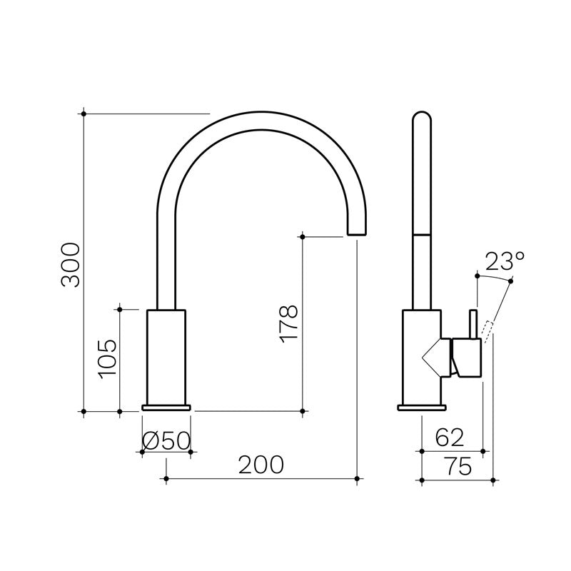 Clark Round Pin Sink Mixer Specification