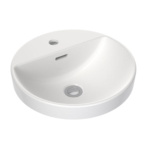 Clark Round Inset Basin with Tap Landing 400mm - Gloss White - 1 Tap Hole