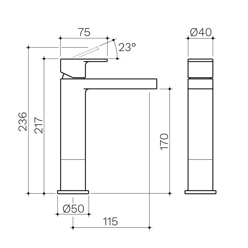Clark Round Square Tower Basin Mixer Specification