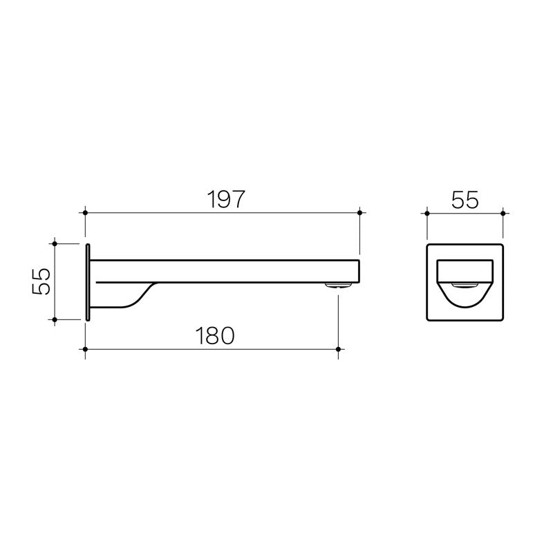 Clark Square Wall Basin/Bath Outlet 180mm Specification