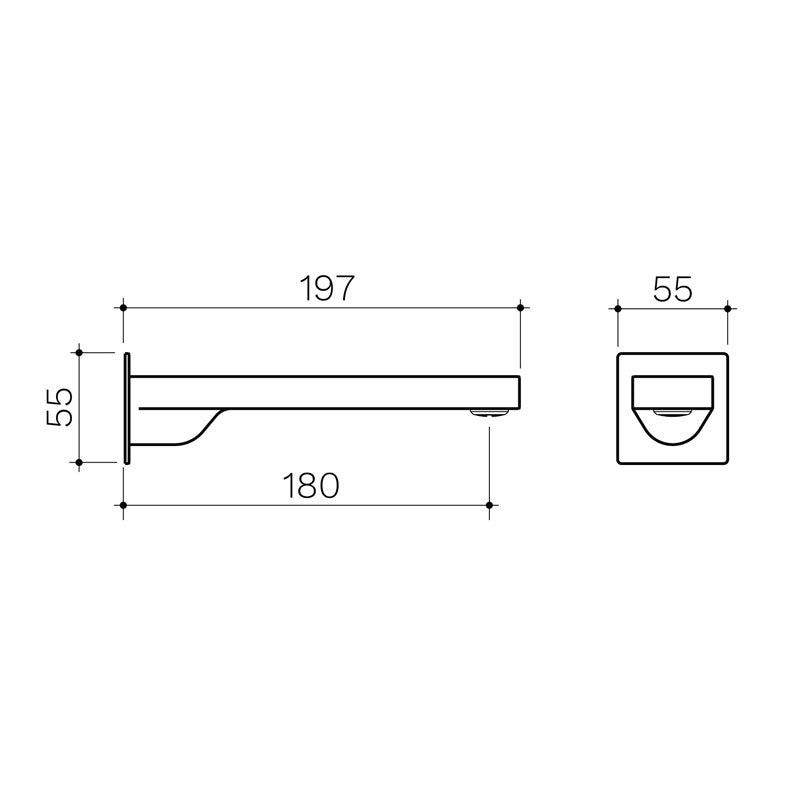 Clark Square Wall Basin/Bath Outlet 180mm Specification