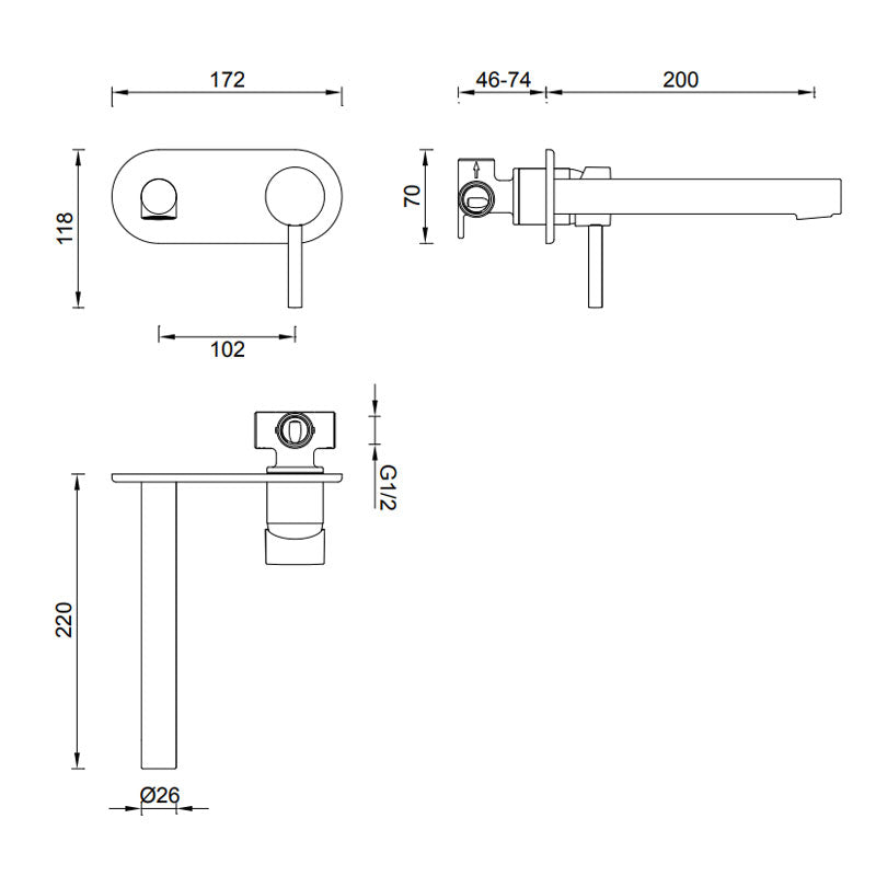 Gareth Ashton Lucia Wall Basin Set - Black Specification