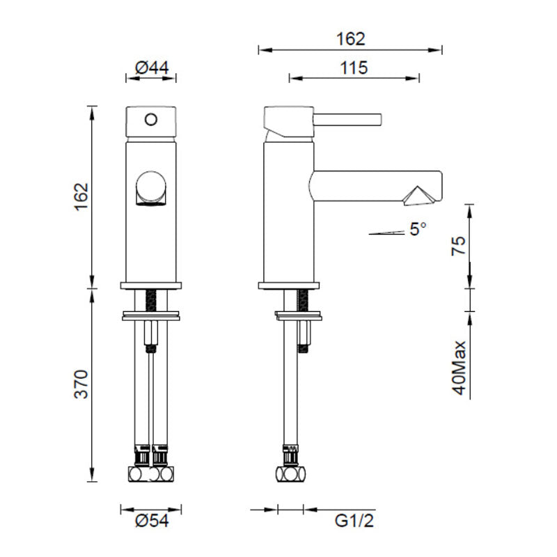 Gareth Ashton Lucia Basin Mixer - Black Specification
