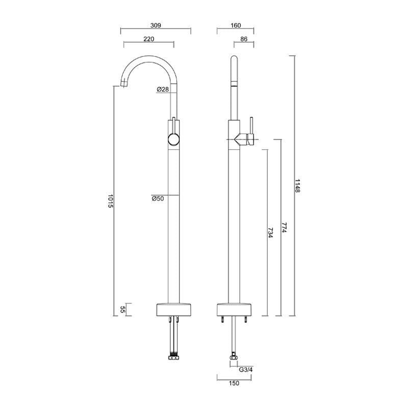 Gareth Ashton Lucia Bath Filler Black Specification