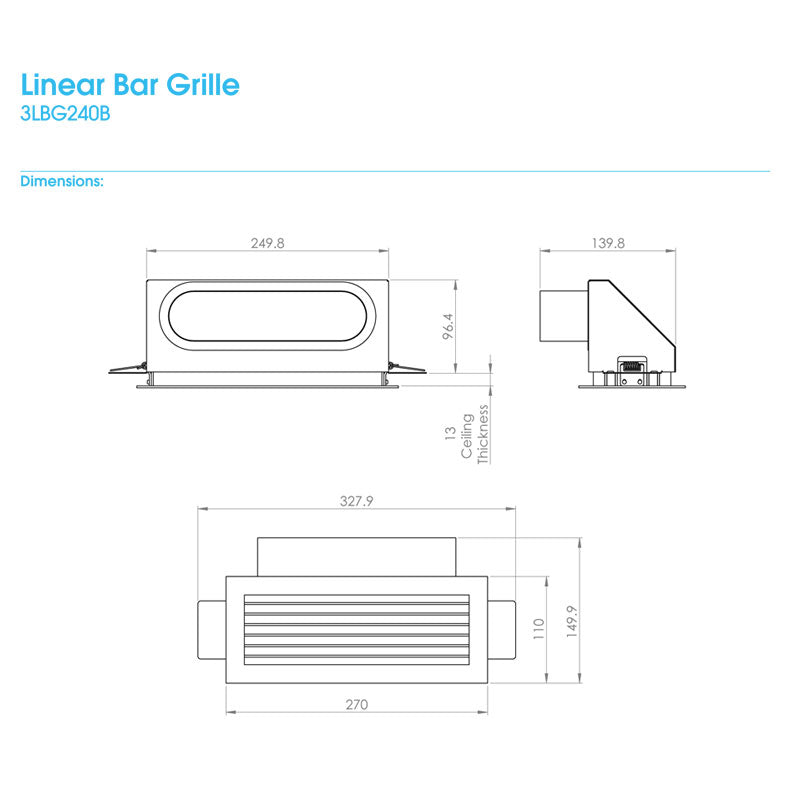 Expella Compact Linear Bar Grille and Adaptor Box Specification