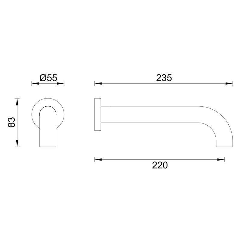 Gareth Ashton Lucia Curved Basin Spout - Chrome Specification