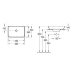 Villeroy & Boch Venticello 550 Rectangular Vessel Basin specifications