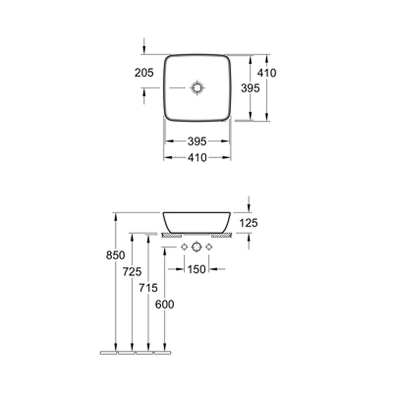 Villeroy & Boch Artis 410 Square Vessel Basin specifications