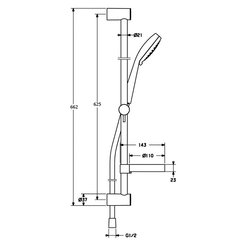 Hansa Viva 100 Trio Rail Set 600mm 3 Spray Specification