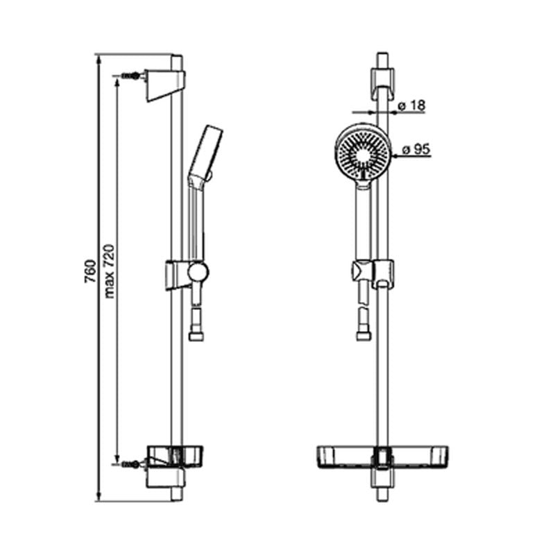 Hansa Ecojet Trio 95/720 Rail Set specifications