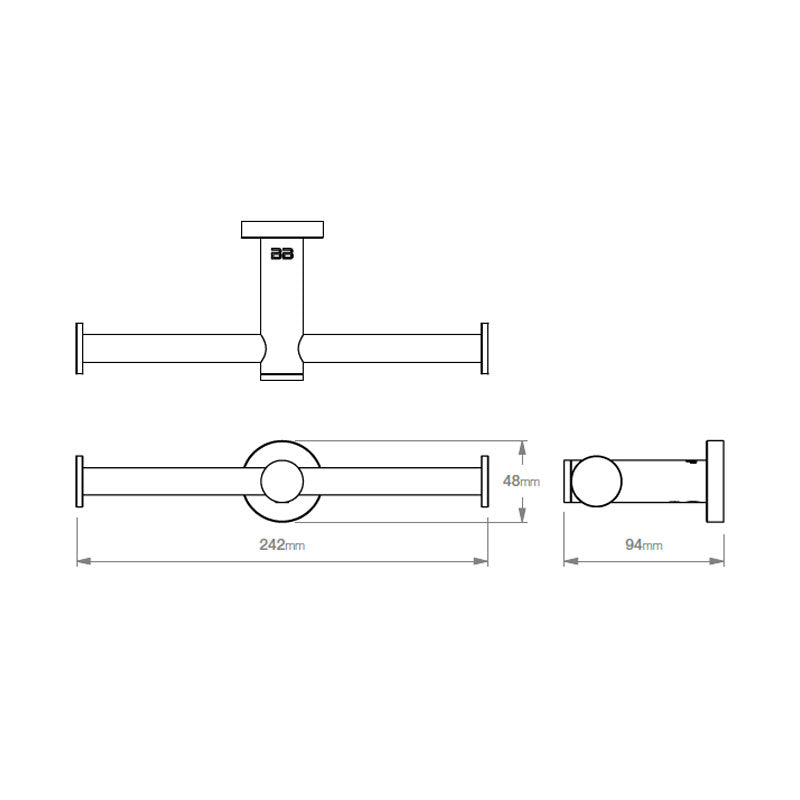 Bathe Bathroom Butler 4600 Premium Series Paper Holder - Double - Specs
