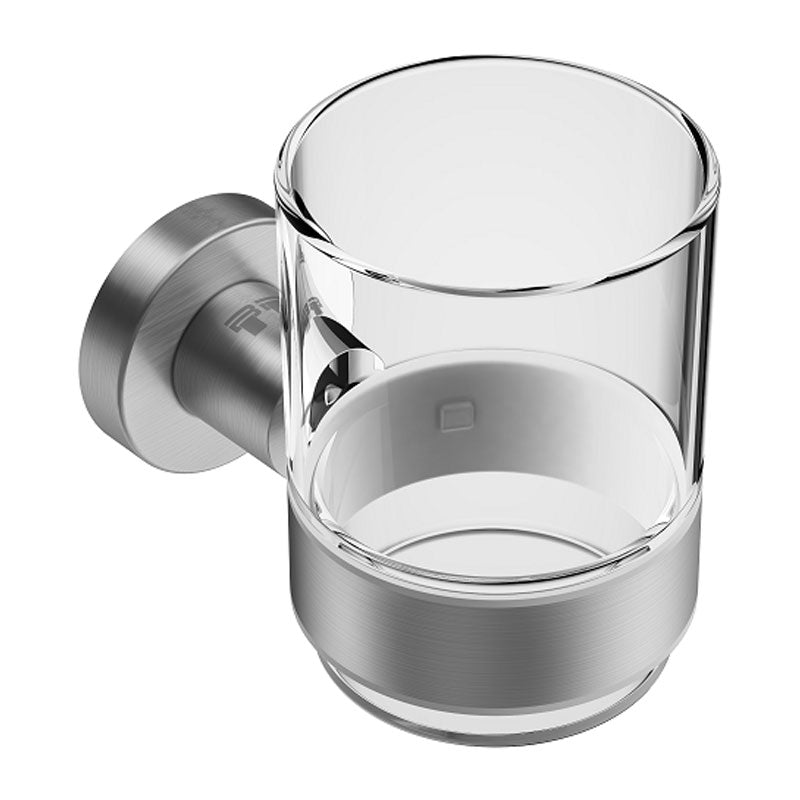 Bathe Bathroom Butler 4600 Premium Series Glass Tumbler and Holder - Brushed