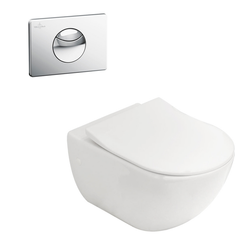 Villeroy & Boch Subway 3.0 Wall Hung Ceramic Plus Toilet incl/Slim Seat & VB Cistern Package