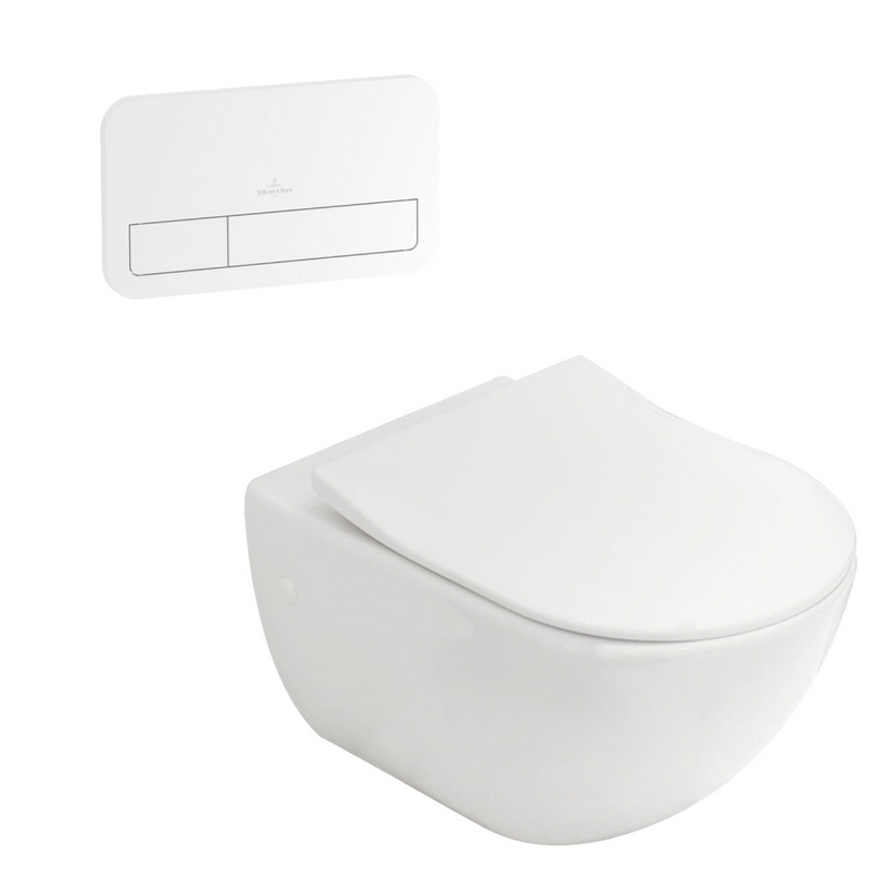Villeroy & Boch Subway 3.0 Wall Hung Ceramic Plus Toilet incl/Slim Seat & VB Cistern Package