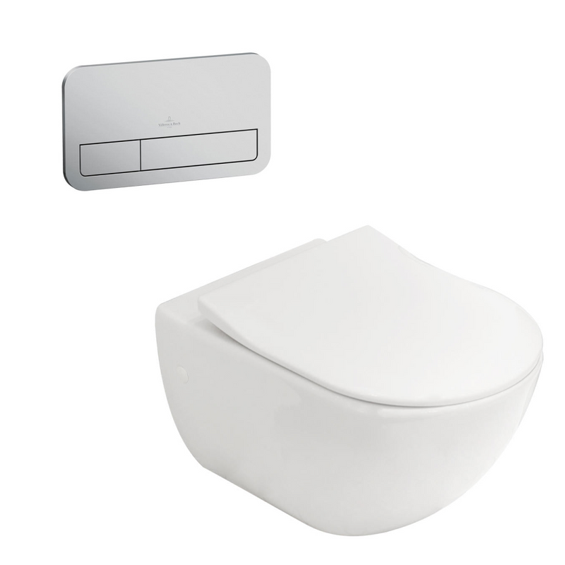 Villeroy & Boch Subway 3.0 Wall Hung Ceramic Plus Toilet incl/Slim Seat & VB Cistern Package