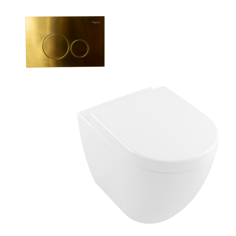 Villeroy & Boch Subway 3.0 Wall Faced Twistflush Argent Plate Toilet Package