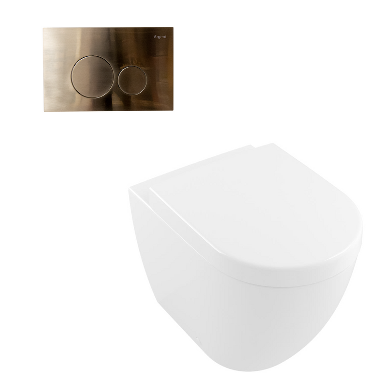 Villeroy & Boch Subway 3.0 Wall Faced Twistflush Argent Plate Toilet Package