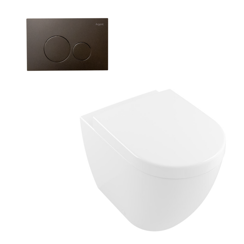 Villeroy & Boch Subway 3.0 Wall Faced Twistflush Argent Plate Toilet Package