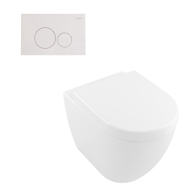 Villeroy & Boch Subway 3.0 Wall Faced Twistflush Argent Plate Toilet Package