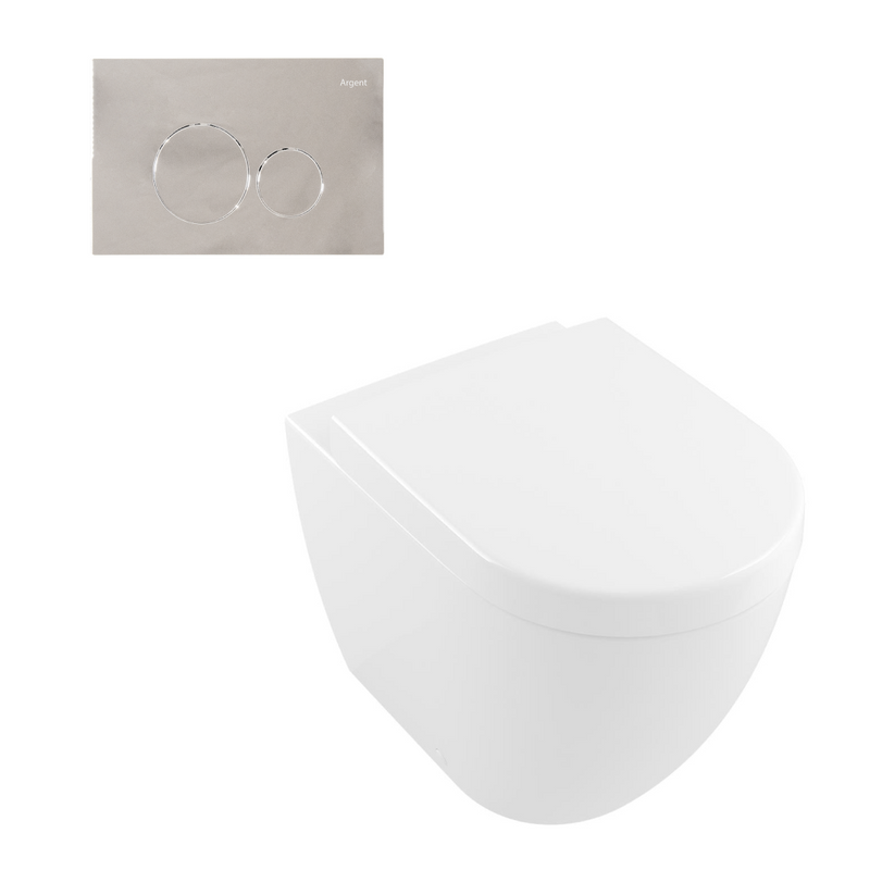 Villeroy & Boch Subway 3.0 Wall Faced Twistflush Argent Plate Toilet Package