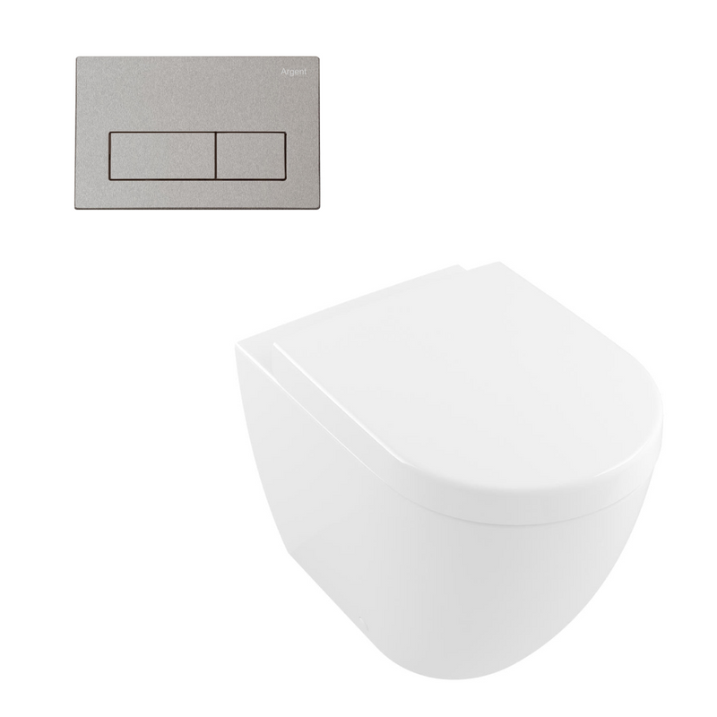 Villeroy & Boch Subway 3.0 Wall Faced Twistflush Argent Plate Toilet Package