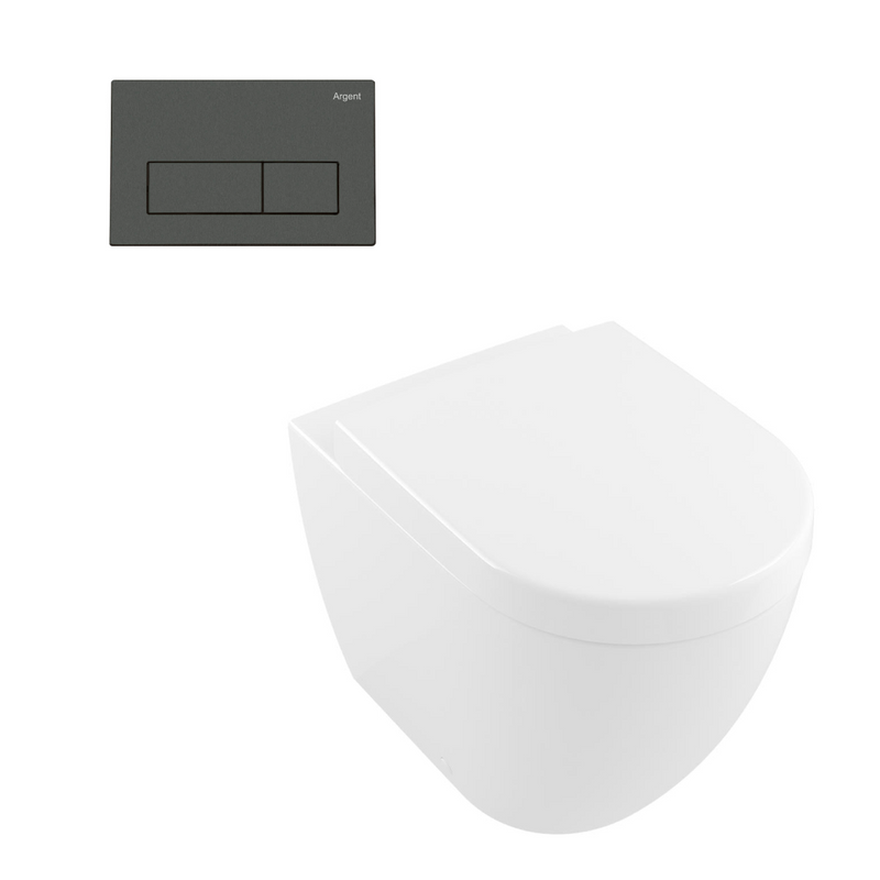 Villeroy & Boch Subway 3.0 Wall Faced Twistflush Argent Plate Toilet Package