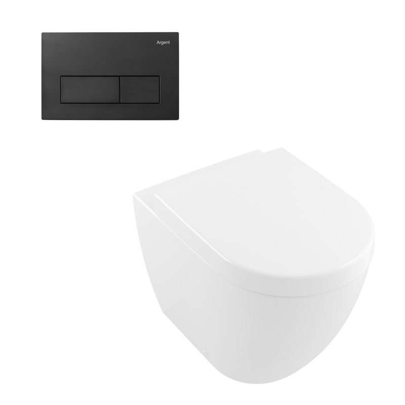 Villeroy & Boch Subway 3.0 Wall Faced Twistflush Argent Plate Toilet Package