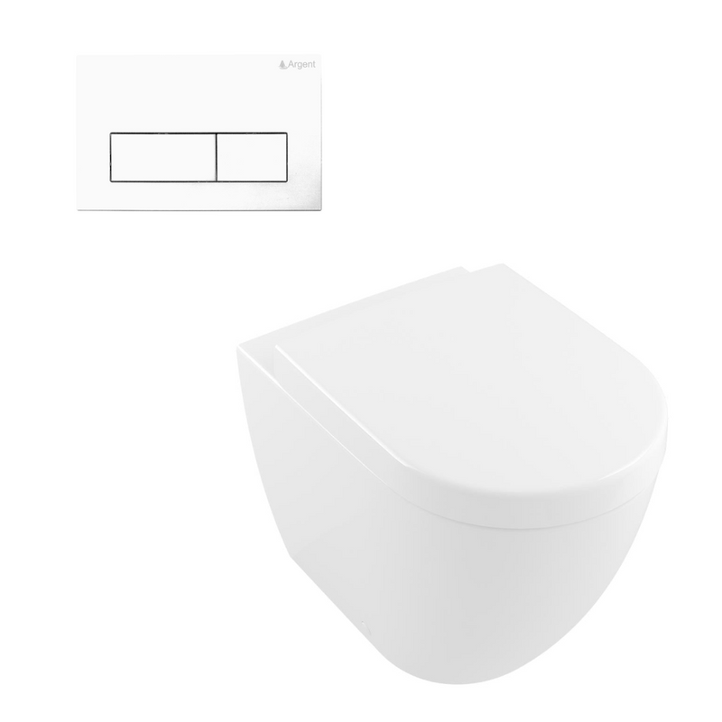 Villeroy & Boch Subway 3.0 Wall Faced Twistflush Argent Plate Toilet Package