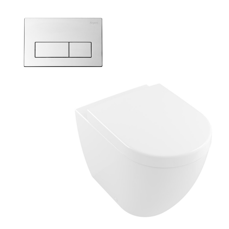 Villeroy & Boch Subway 3.0 Wall Faced Twistflush Argent Plate Toilet Package