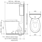 Caroma Care 610 Cleanflush Connector Suite with Caravelle Double Flap Seat specifications