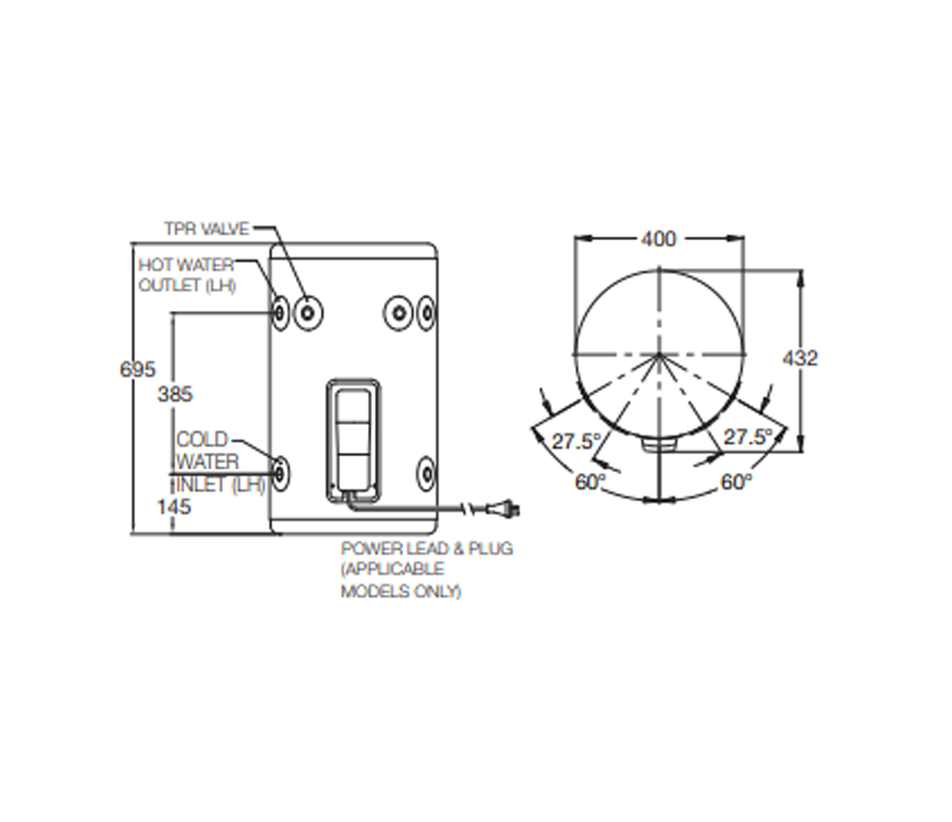 Rheem 50L 3.6kW Stellar SS Electric Storage Water Heater - 4A1050G7