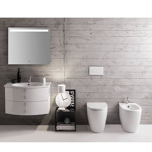 Globo 4All SENZABRIDA® Floor Standing Toilet Pan & Soft Close Seat - Gloss White - 4ALLFMW