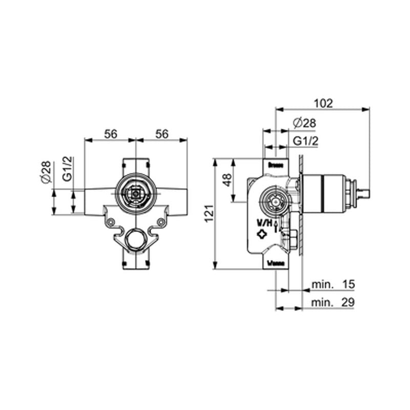 Hansa Diverter Mixer Body 35mm specifications