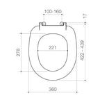 Caroma Profile Soft Close Seat Chrome Hinge with GermGard® Specifications